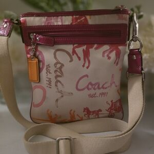 Coach Pink and Cream Graphic Crossbody Bag